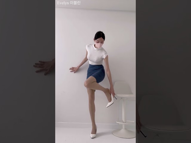 4K 오피스룩 스타킹 하이힐 룩북 │ 승무원 룩북녀 이블린의 오피스룩 패션 스타일링