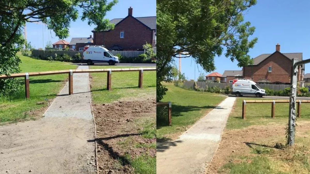 Residents ridicule fence built over path - and no one knows who put it there