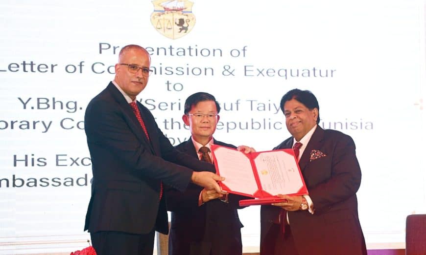 Datuk Seri Yusuf Taiyoob assumes role of honorary consul of Tunisia for Penang and Kuala Lumpur