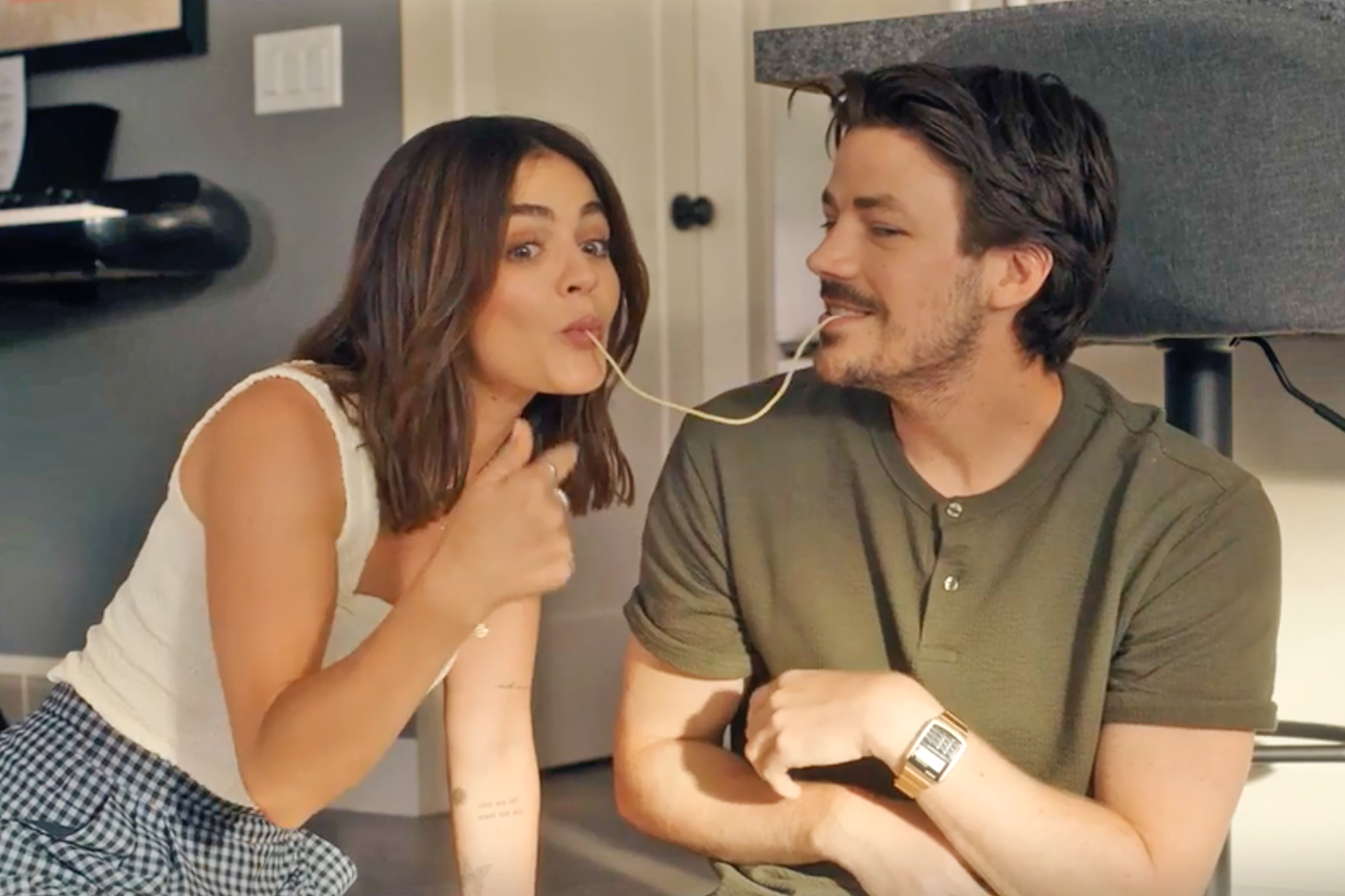 Grant Gustin and Lucy Hale love dogs (and each other?) in Puppy Love trailer