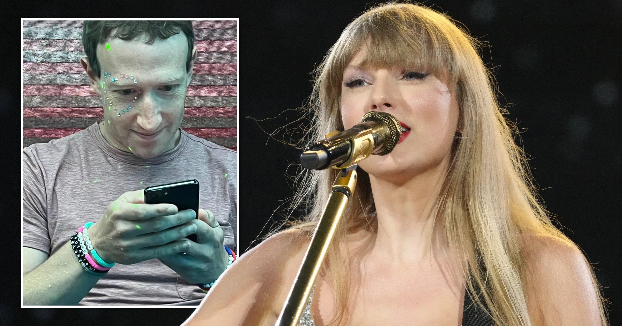 Mark Zuckerberg sports glitter and friendship bracelets for Eras Tour concert and Taylor Swift fans are in disbelief