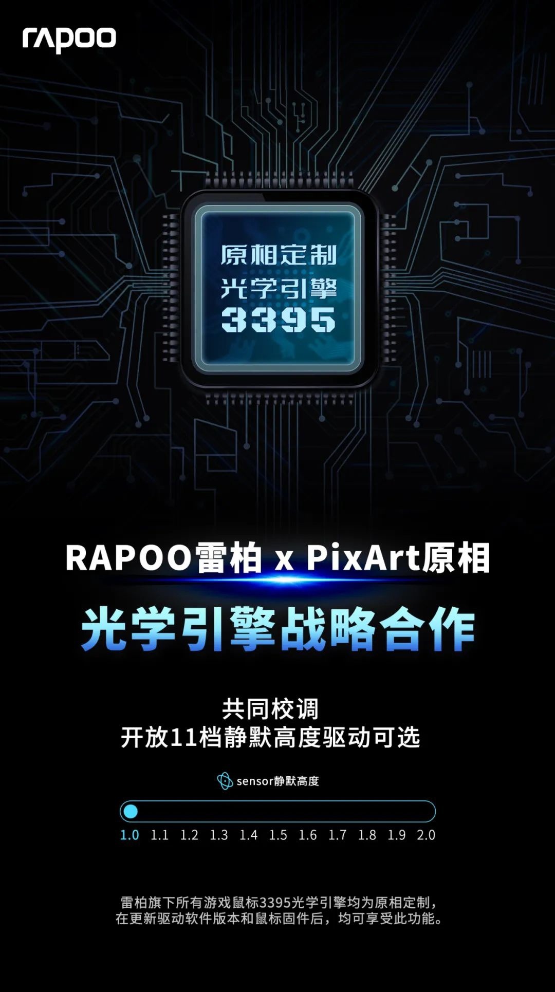 雷柏与原相开启战略合作，鼠标更新高级定制版 3395 传感器