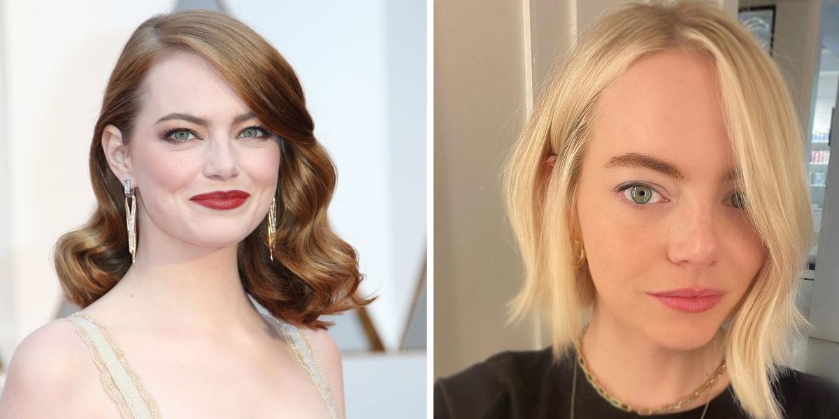Emma Stone Trades Her Red Hair for a Crisp Blonde Bob