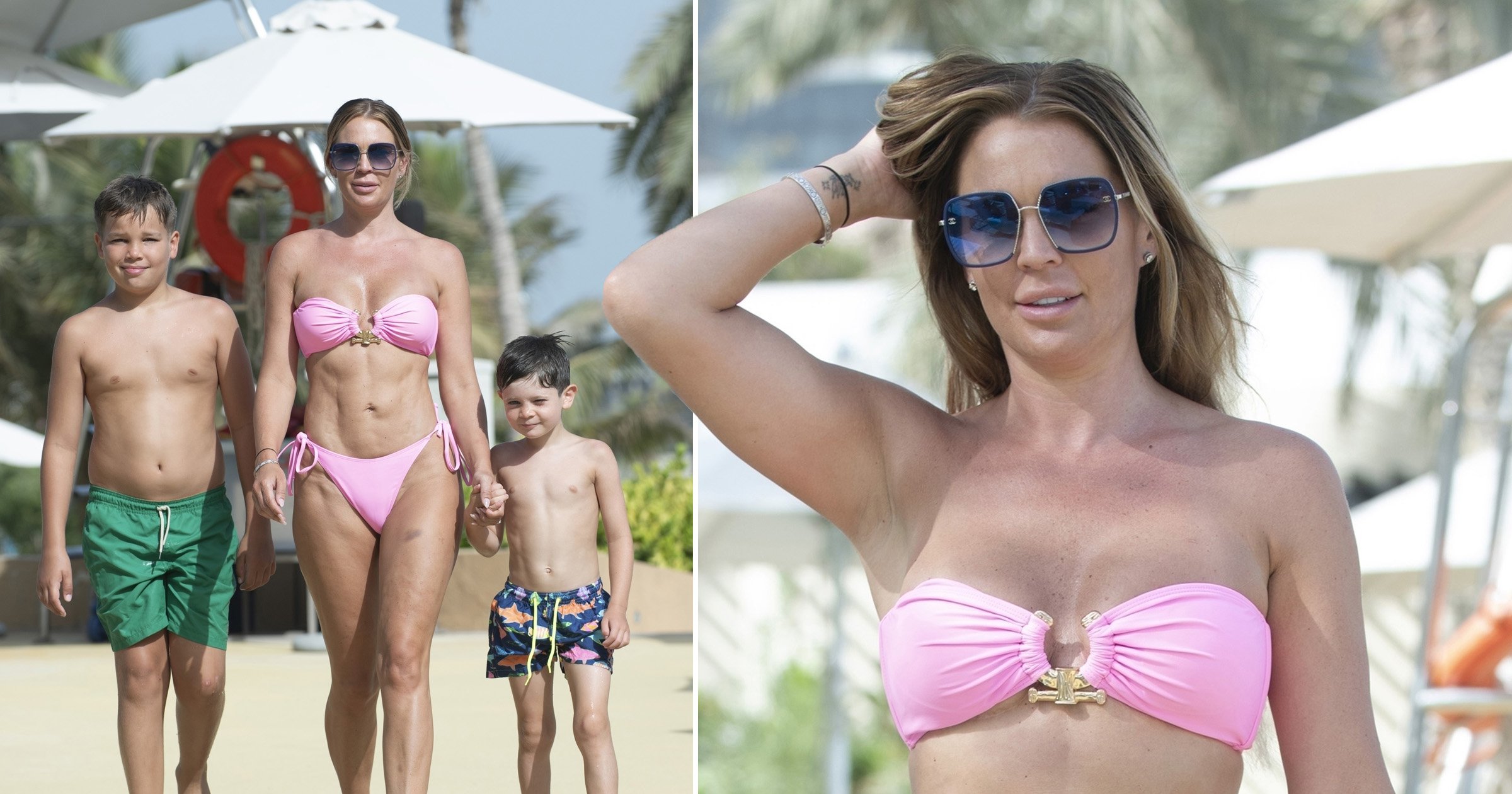 Danielle Lloyd showcases toned abs in pink bikini as she enjoys Dubai getaway with her kids after cancer scare