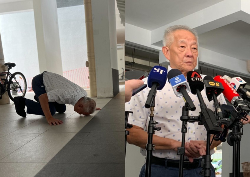 In emotional visit to site of childhood home, Ng Kok Song kowtows and kisses ground