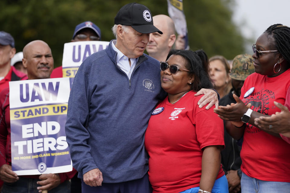 UAW strikes: Biden visits picket line as Ford pauses Michigan battery plant