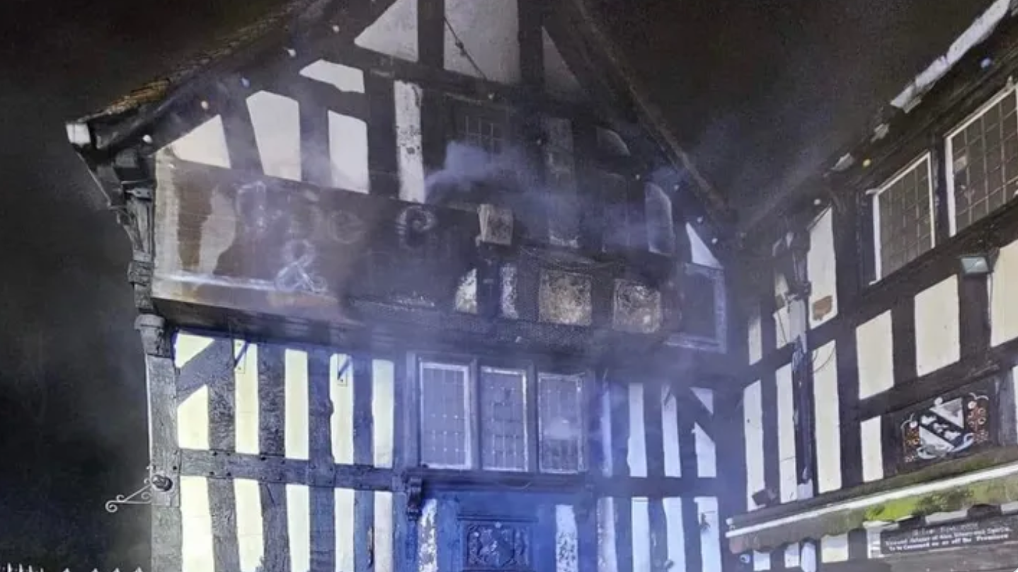 Second historic wonky pub goes up in flames just miles away from Crooked House remains