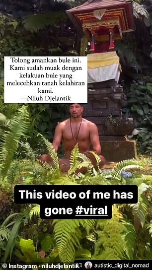 Hunt for naked tourist who meditated at Hindu shrine with no clothes on: Furious Bali officials search for foreigner after video goes viral
