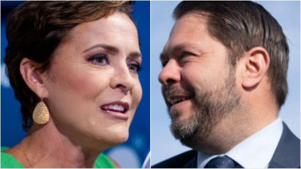 Kari lake and ruben gallego spar on plane over border wall