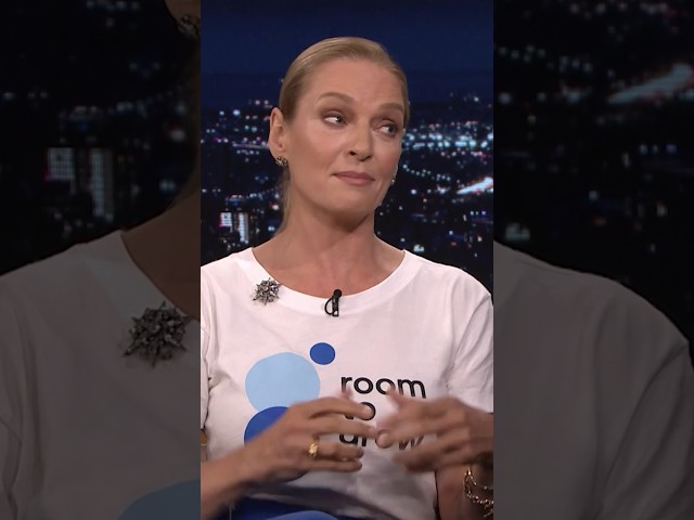 #UmaThurman shares why Room to Grow is so important for new parents. #FallonTonight #JimmyFallon