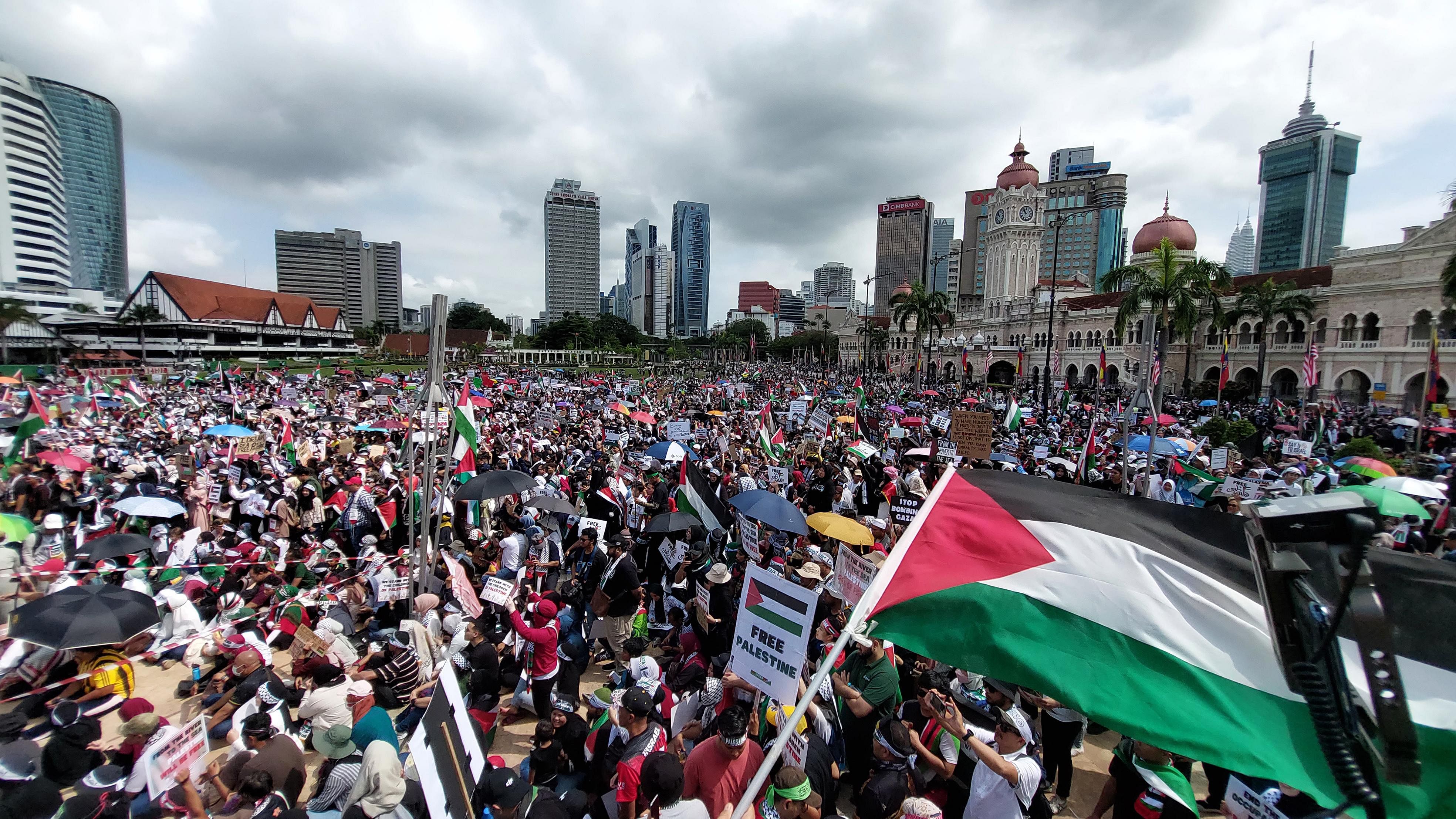 Thousands of Malaysians gather at Merdeka Square in KL in solidarity with Palestine