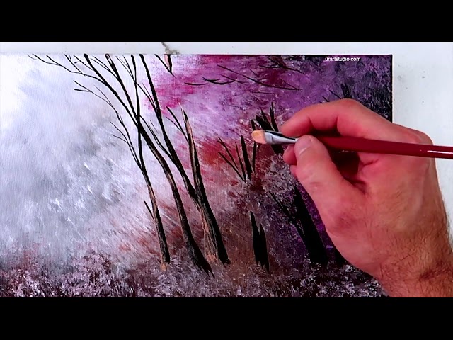 Lavender Morning Glow: Path to Tranquility - A Serene Acrylic Landscape