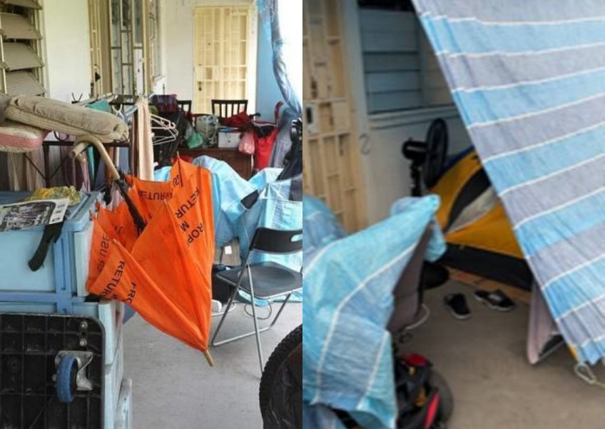 I'm only staying here temporarily, says man who pitched tent outside cluttered Boon Lay flat