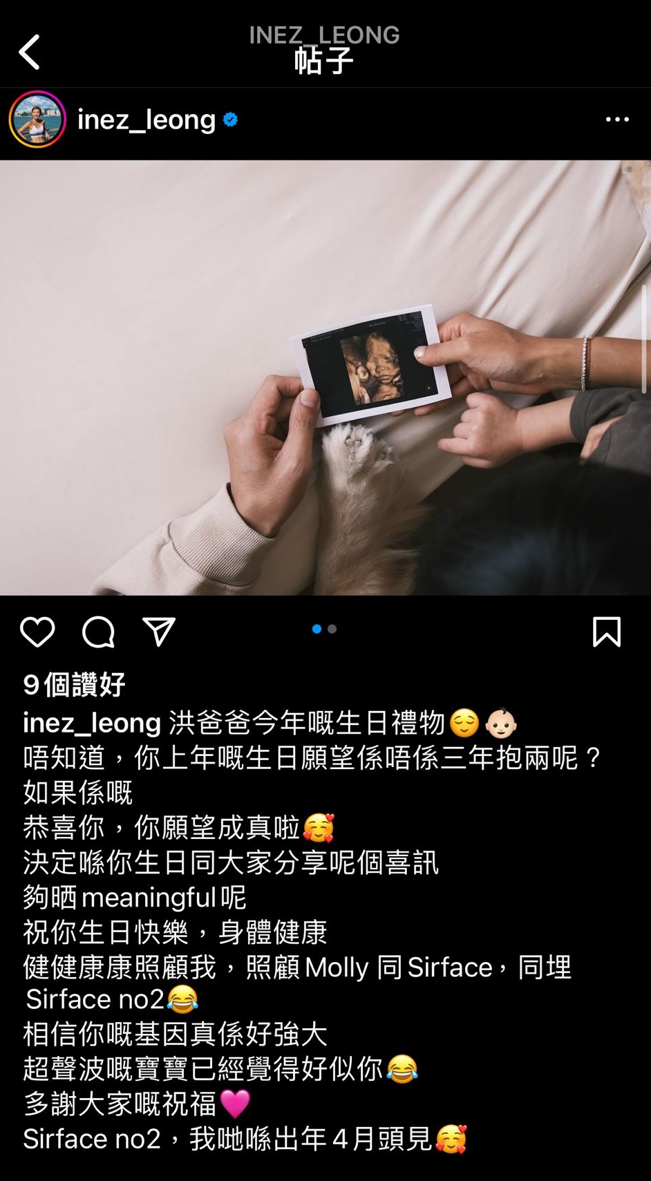 40岁洪永城老婆梁诺妍宣佈再度怀孕 曝光预产期：Sirface no.2出年见