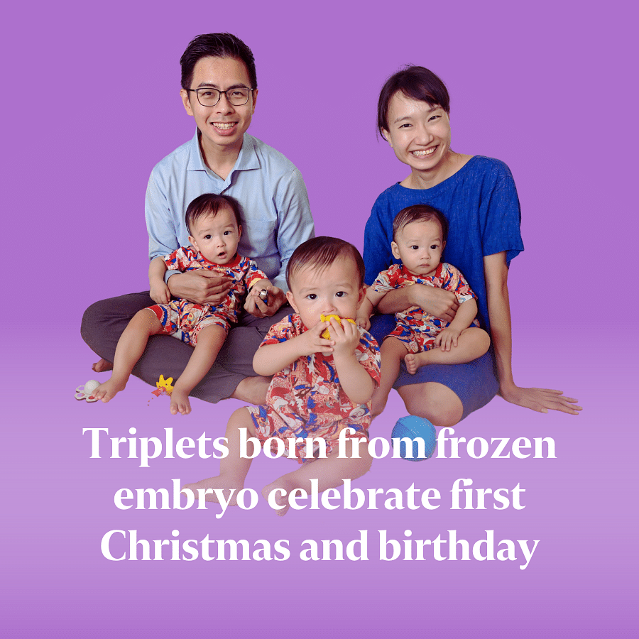 Miracle triplets born from a frozen embryo celebrate first Christmas and birthday