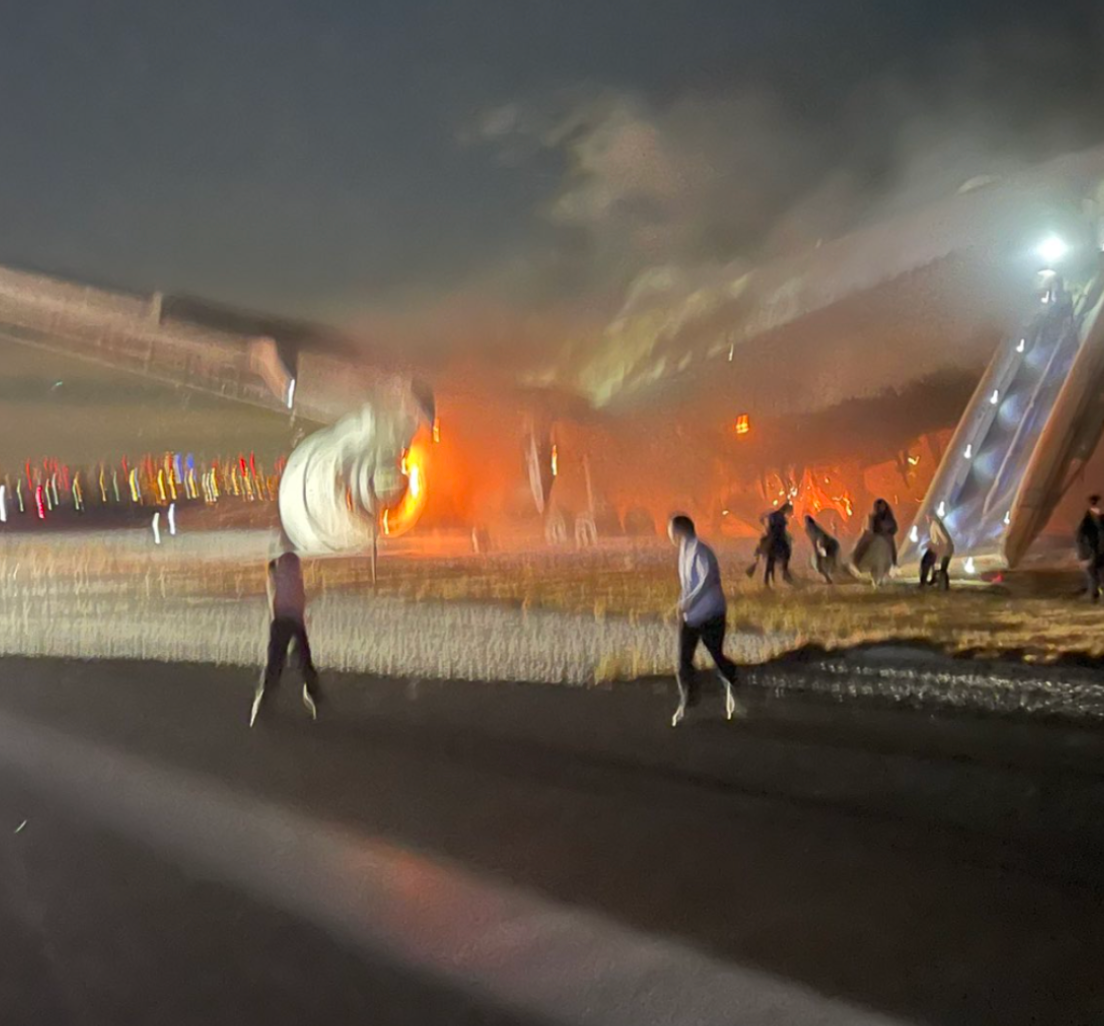 Terrifying footage from inside Japan Airlines plane shows moment aircraft became engulfed in flames