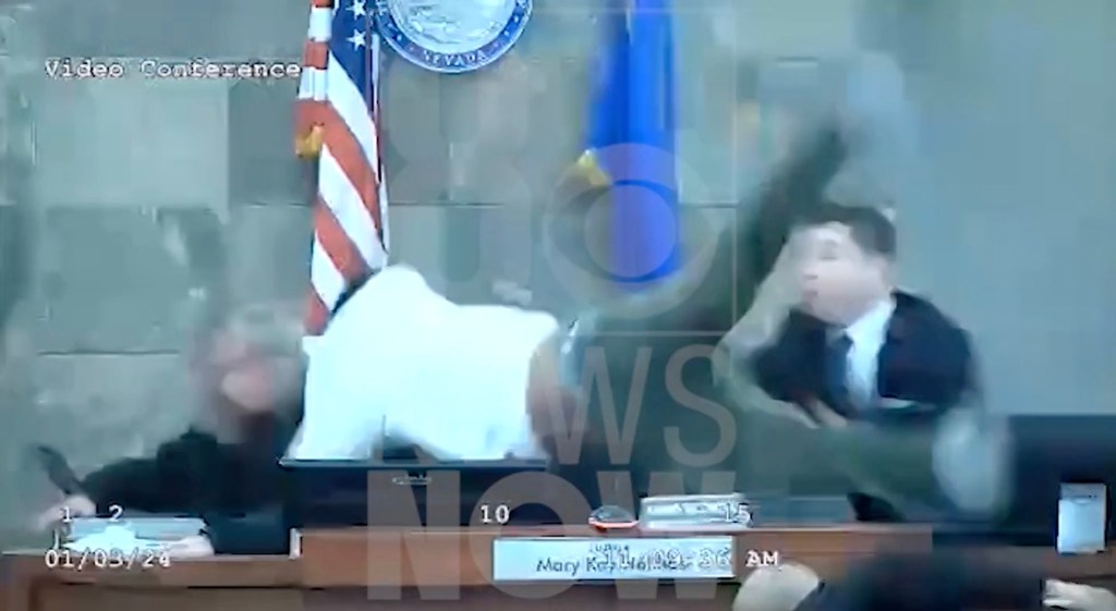 Vegas felon brutally beats inmate month after lunatic leaps over bench to attack judge in same courthouse