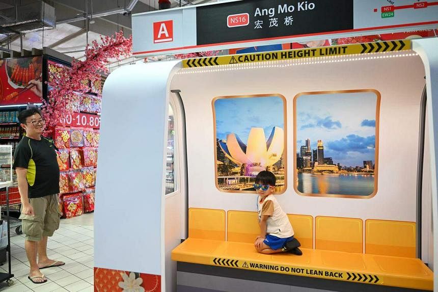 Take a ‘train’ and go through an ‘ERP gantry’ while shopping at AMK Hub’s FairPrice hypermarket