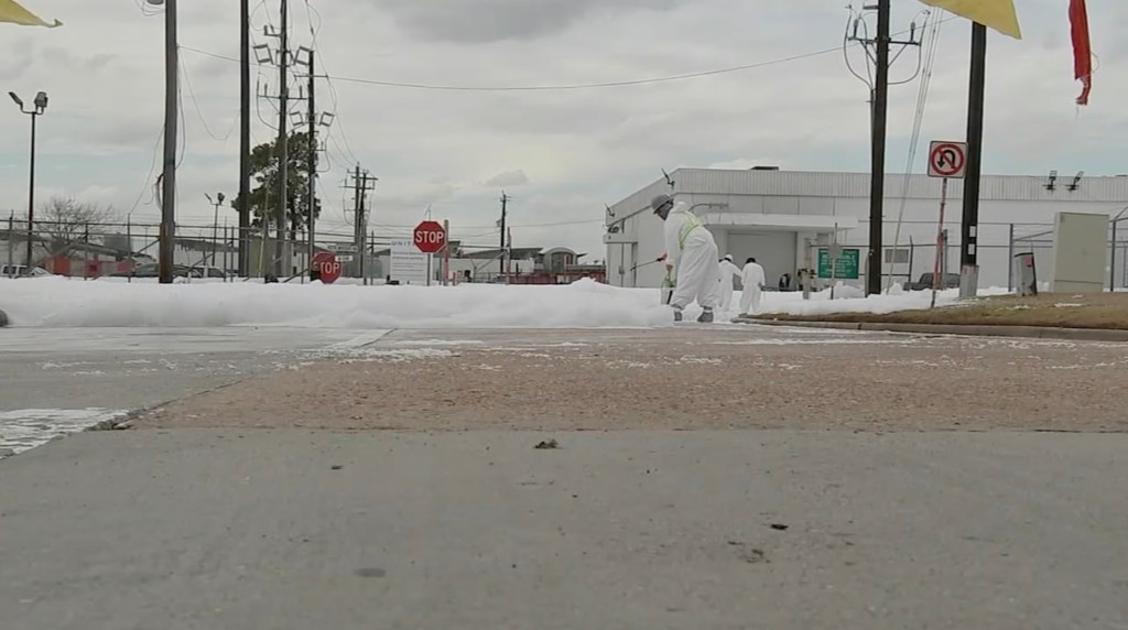 30 feet of fire suppression foam blanket Houston airport hangar in messy mishap