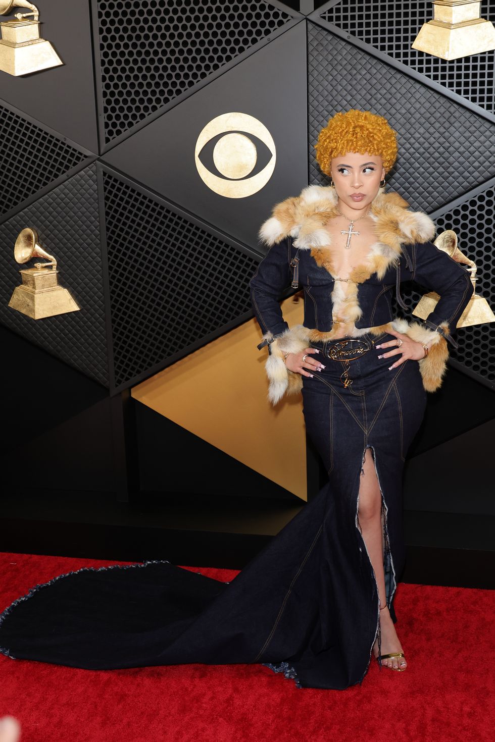 Ice Spice Channels Britney Spears by Doubling Up on the Denim at the 2024 Grammys