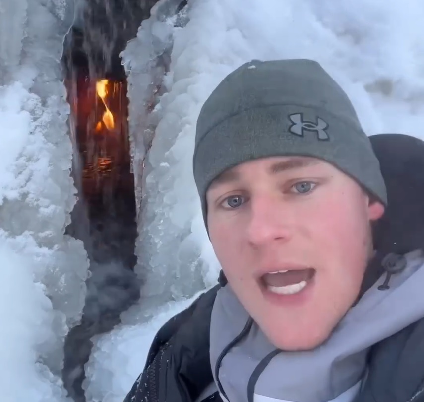 Man finds one of Planet Earth's nine 'eternal flames' inside a waterfall