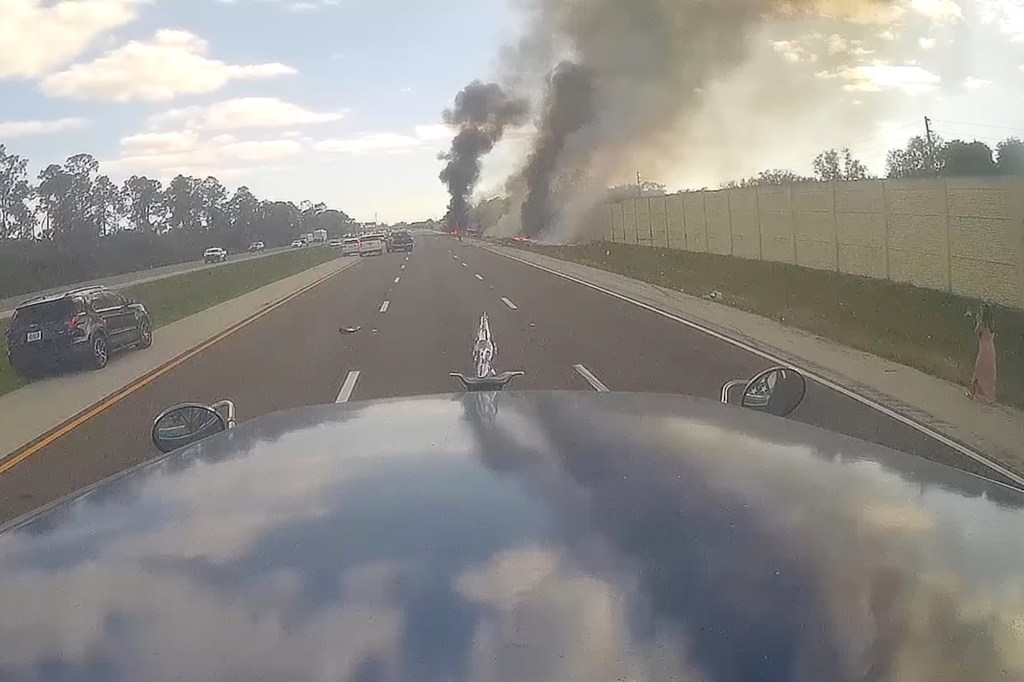 Shocking new dashcam video shows private jet crashing onto Florida highway