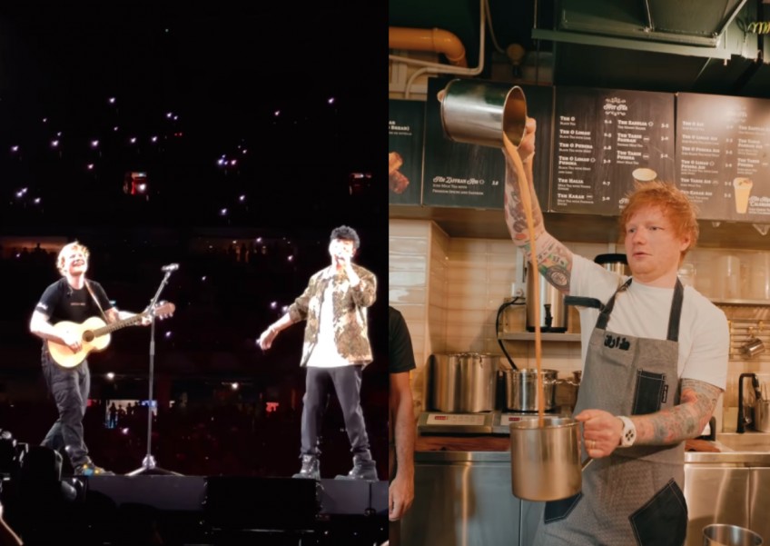 Like a local: Ed Sheeran sings Chinese song with JJ Lin, tries his hand at making teh tarik in Singapore