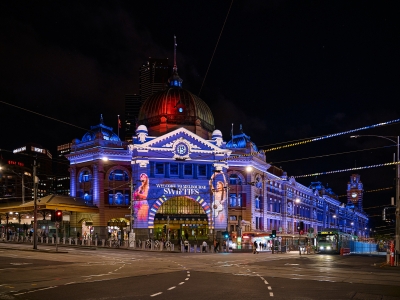 Melbourne's iconic train station lit up to welcome Taylor Swift fans