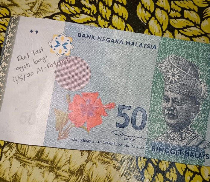 ‘Last money from dad’ RM50 note pic goes viral, man hopes to return it to previous owner