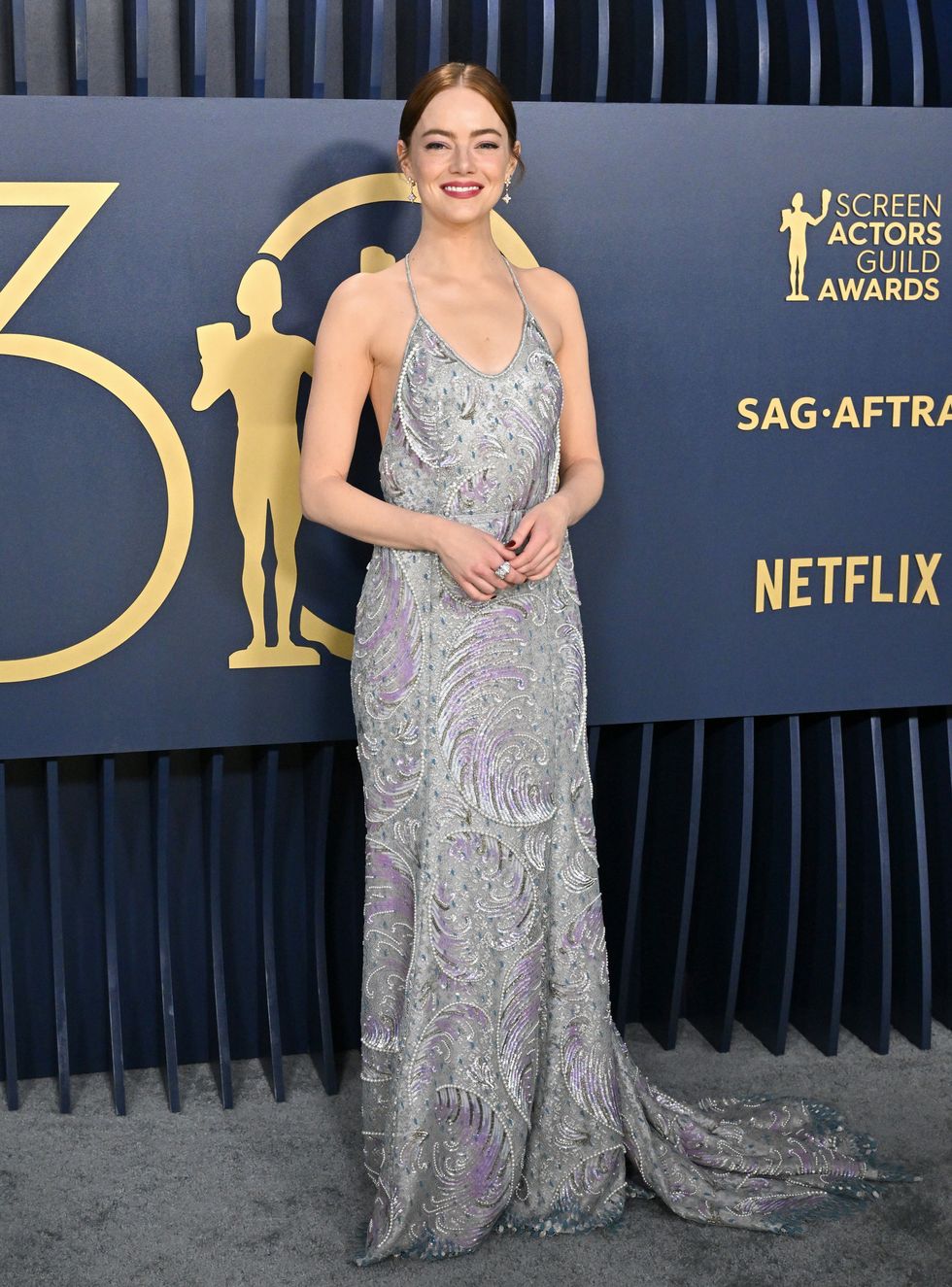 Emma Stone's Whimsical Pearl-Beaded Gown Is a Work of Art