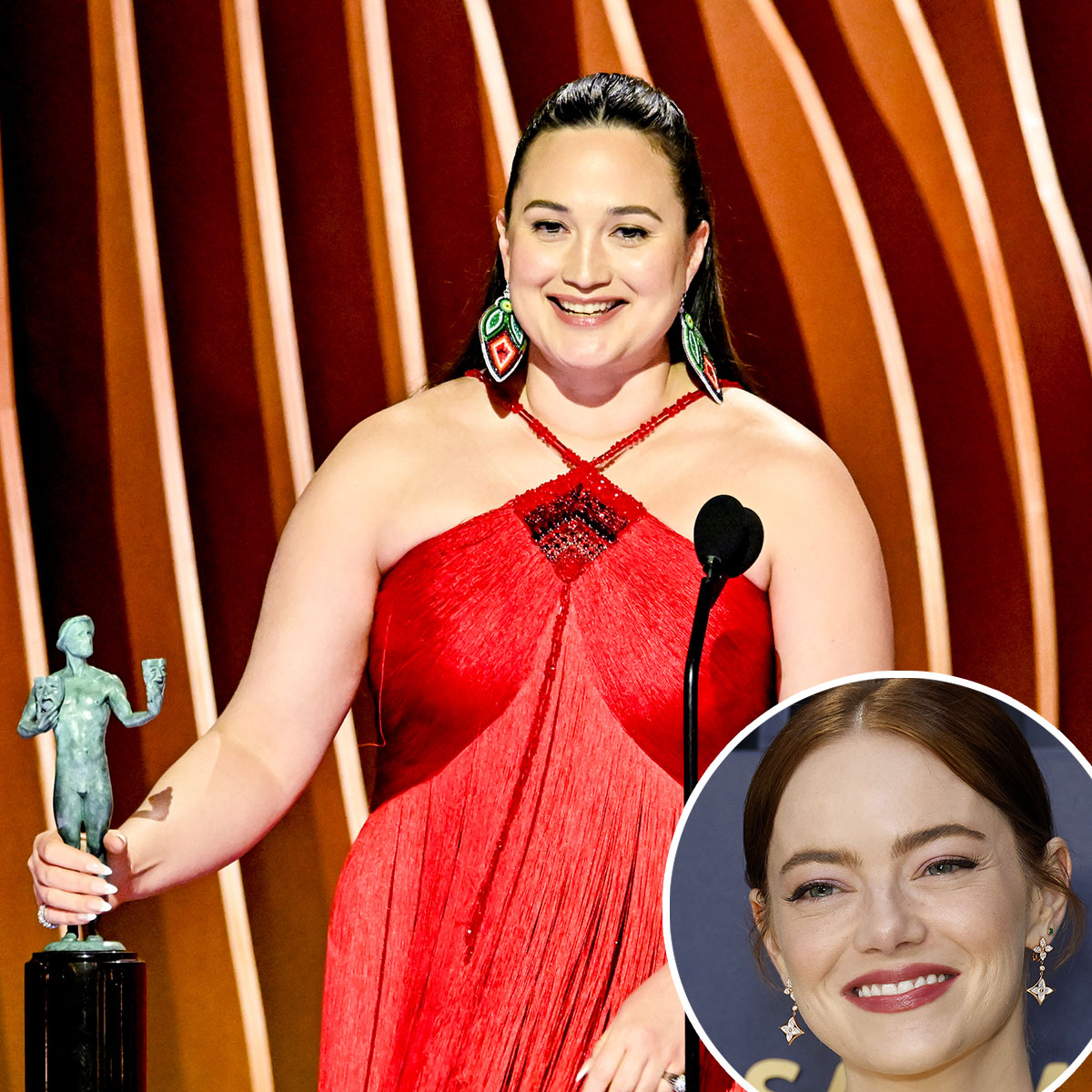 You Can't Miss Emma Stone's Ecstatic Reaction After Losing to Lily Gladstone at the 2024 SAG Awards