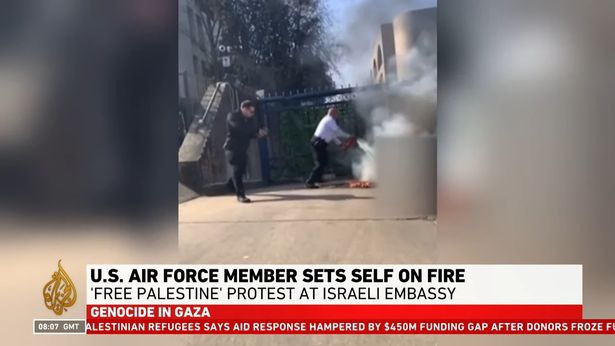 US Air Force man 'Aaron Bushnell' dies after setting himself on fire outside Israeli embassy