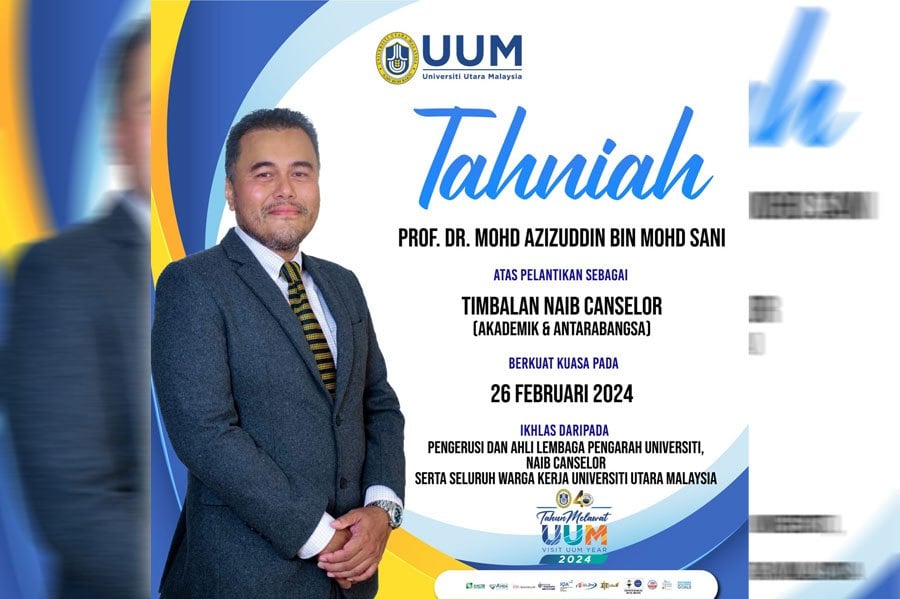 Political analyst Prof Dr Mohd Azizuddin Mohd Sani appointed as UUM deputy vice-chancellor