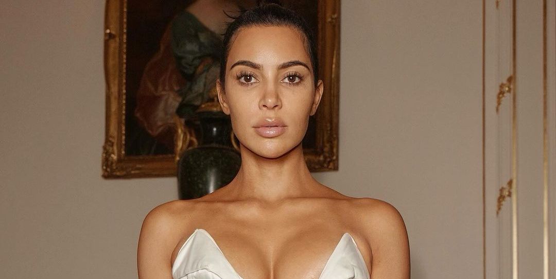 Kim Kardashian Is a Bridal Dream in a Sculptural Ivory Corset Bodysuit