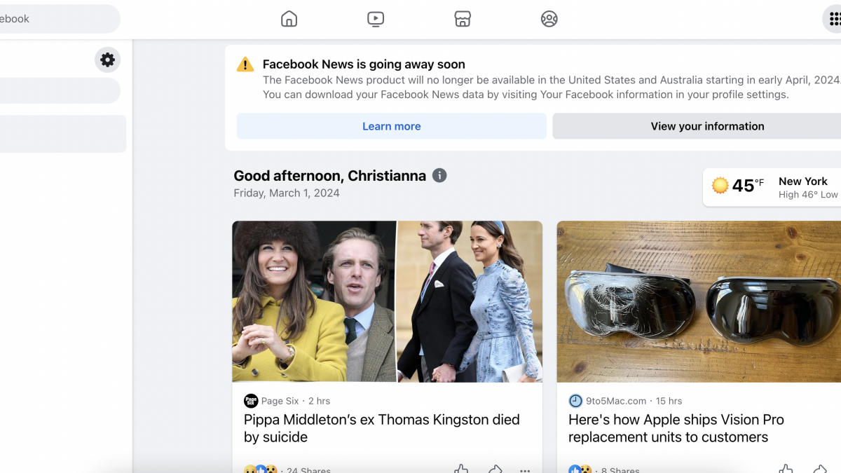 Say goodbye to the Facebook News tab