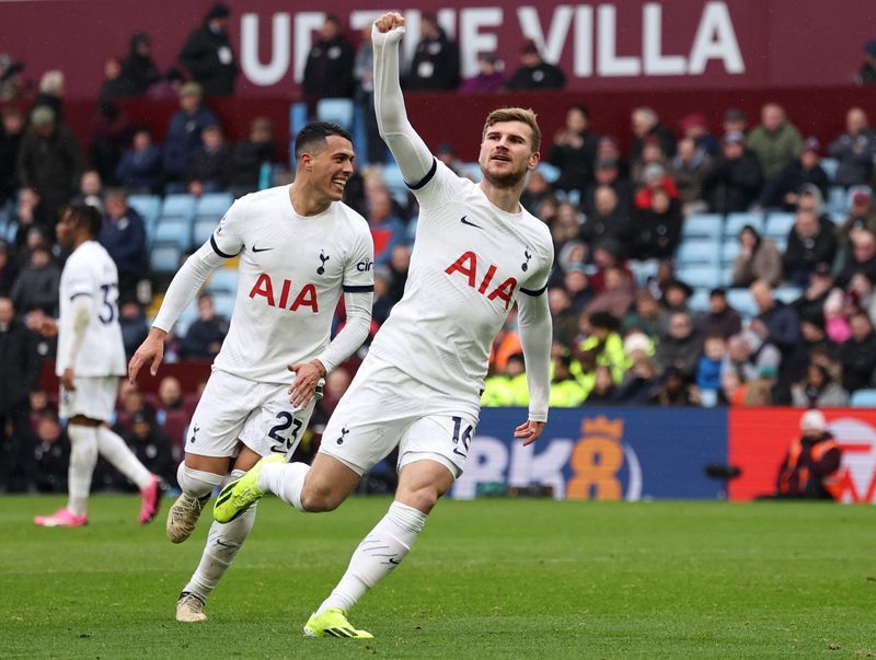 Soccer-Tottenham Hotspur thump Aston Villa 4-0 as McGinn sees red