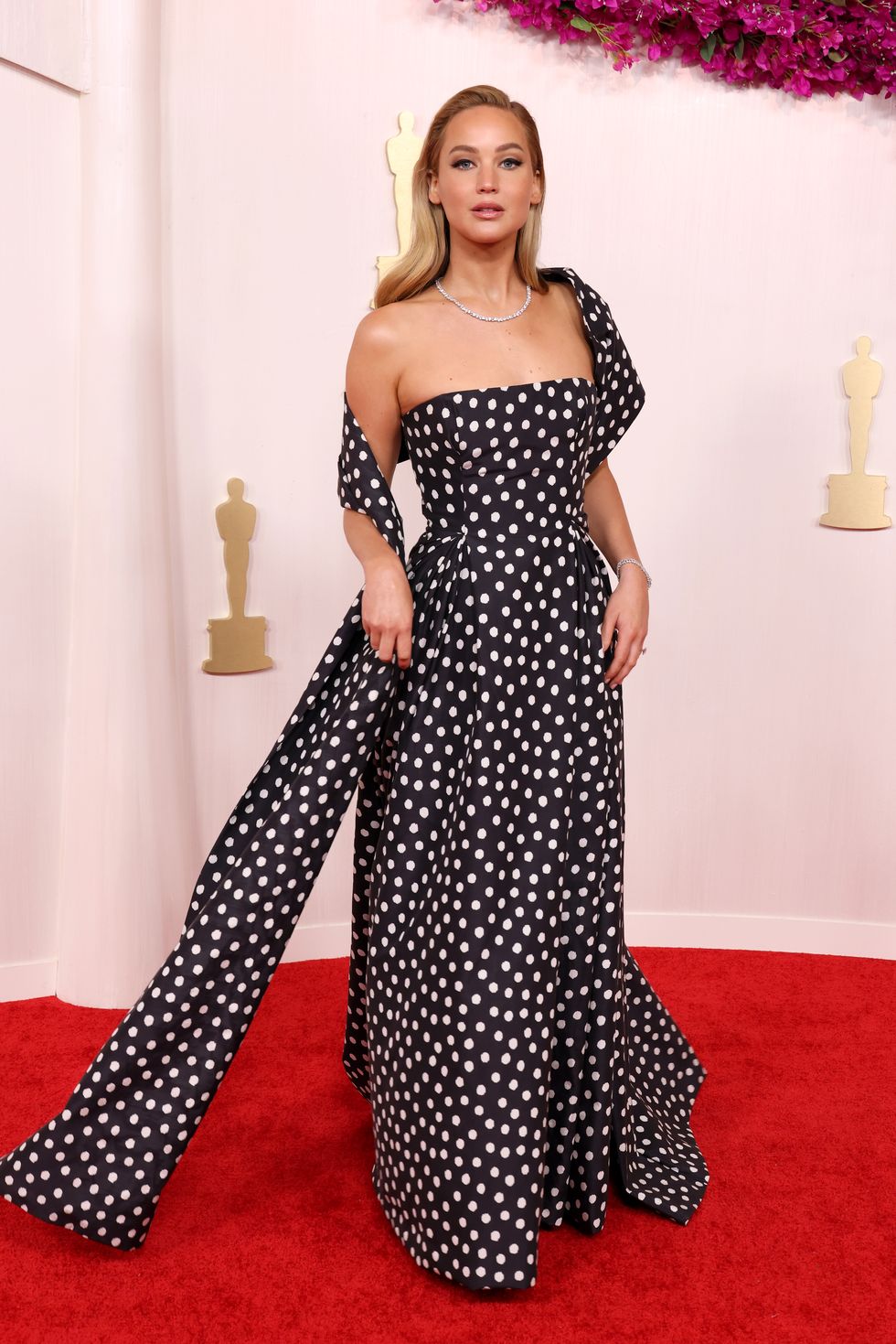 Jennifer Lawrence Is a Vision in a Dior Polka-Dot Gown at the 2024 Oscars