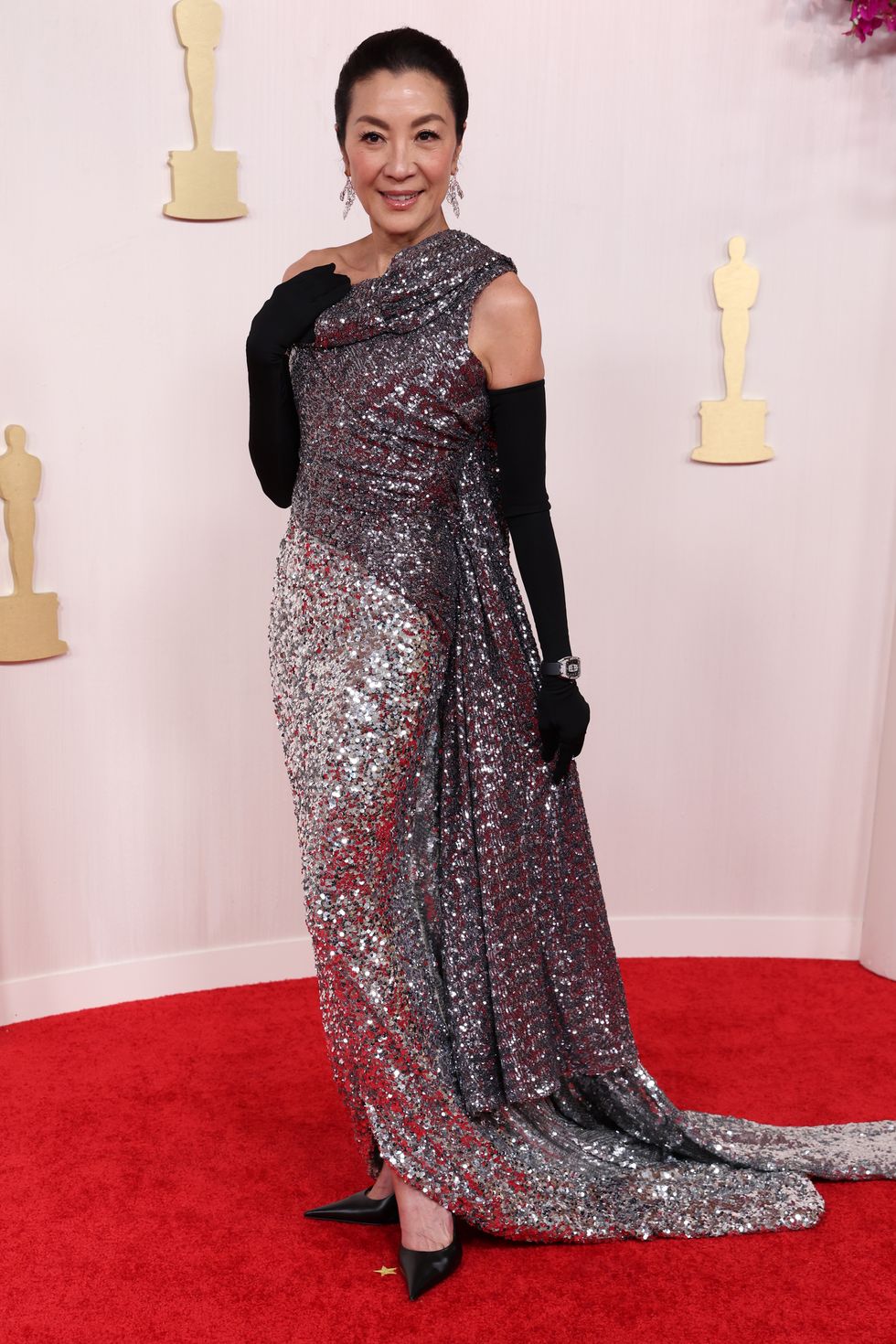 Michelle Yeoh Sends Hearts Racing in a Metallic Sequined Gown at the 2024 Oscars