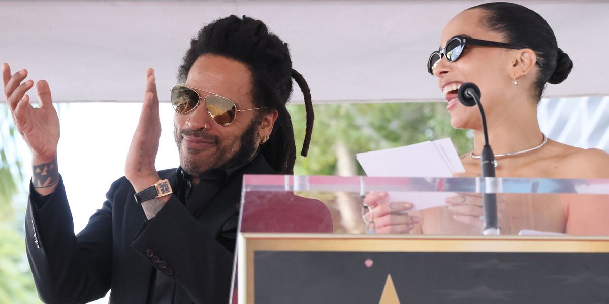 Zoë kravitz teases 'cool dad' lenny over his see-through shirts at walk of fame ceremony