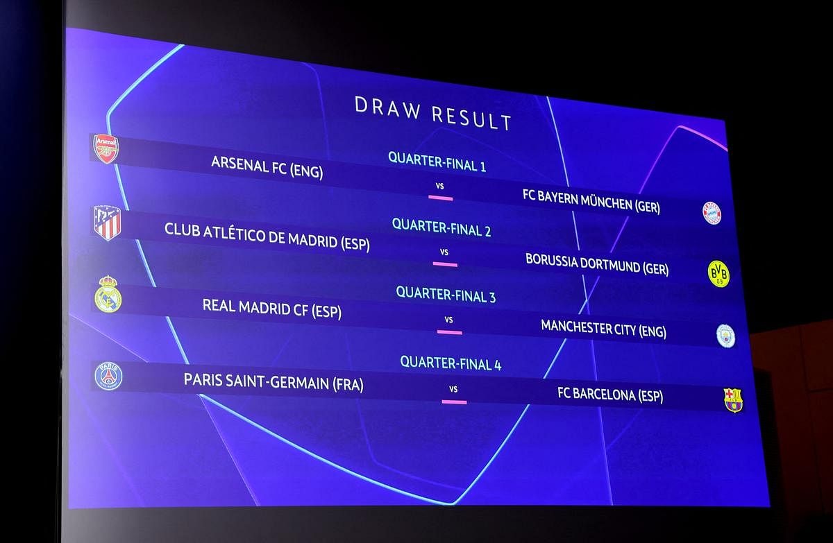 Man City draw Real Madrid in Champions League quarters, Barcelona face PSG