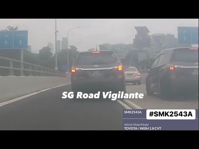 Woodlands checkpoint viaduct phv toyota wish Cut queue on double white line