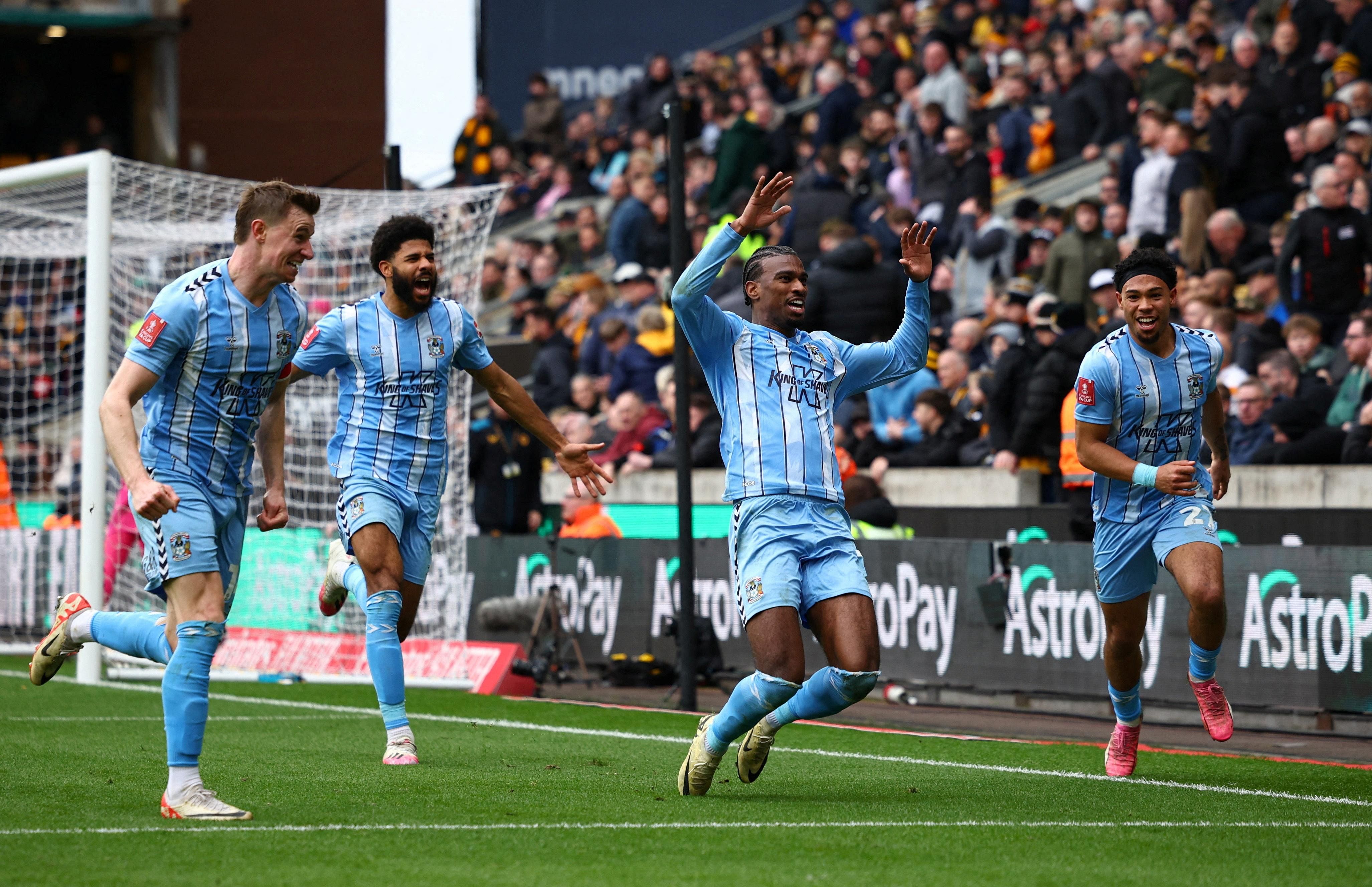 Coventry City stun Wolverhampton Wanderers to reach their first FA Cup semi-final since 1987