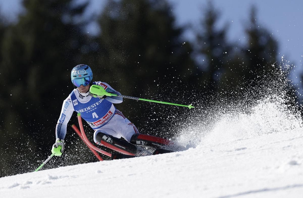Alpine skiing-Haugan takes Norway's first men's win of the season in final slalom