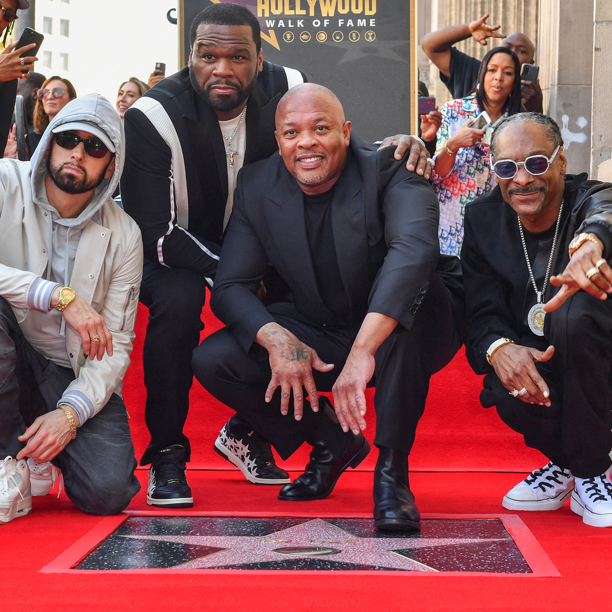 Lose Yourself Over Eminem's Reunion With Snoop Dogg and 50 Cent at Dr. Dre's Walk of Fame Ceremony