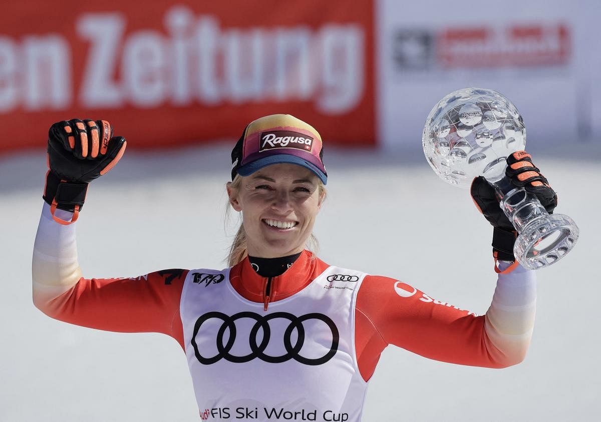 Alpine skiing-Overall champion Gut-Behrami adds super-G globe to her haul