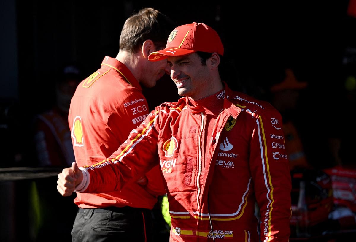 Brave Sainz leads Ferrari 1-2 in Australia after Verstappen retires