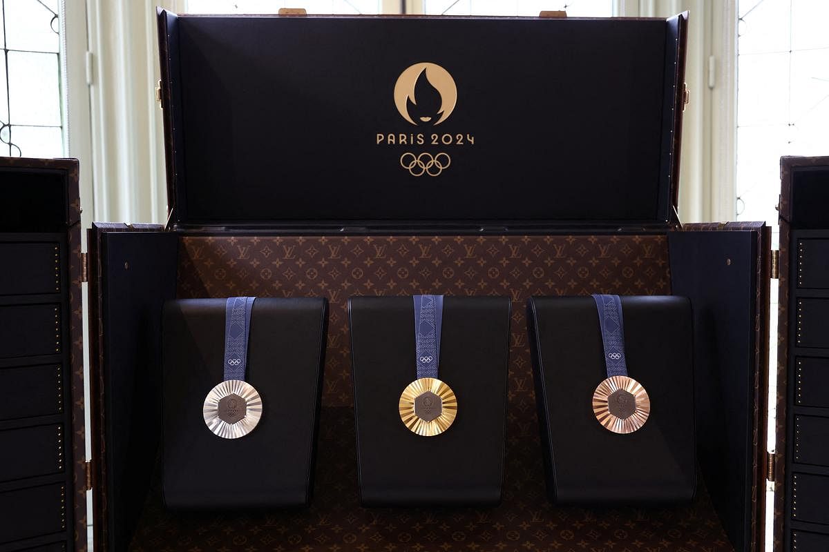 Olympics - Louis Vuitton makes custom trunks for Paris Games flames, medals