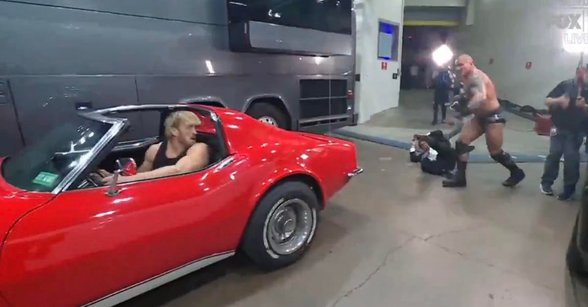 WWE's Logan Paul Jumps in a Car to Evade RKO from Randy Orton on SmackDown