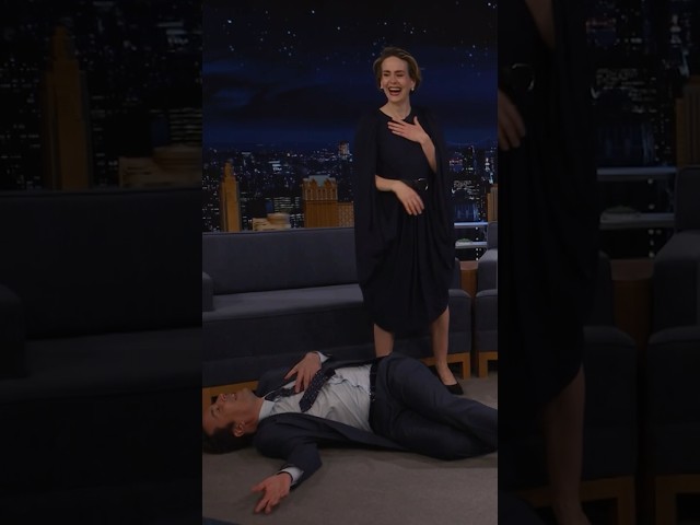 #SarahPaulson teaches Jimmy her vocal warm-up routine for #Appropriate! #JimmyFallon #FallonTonight