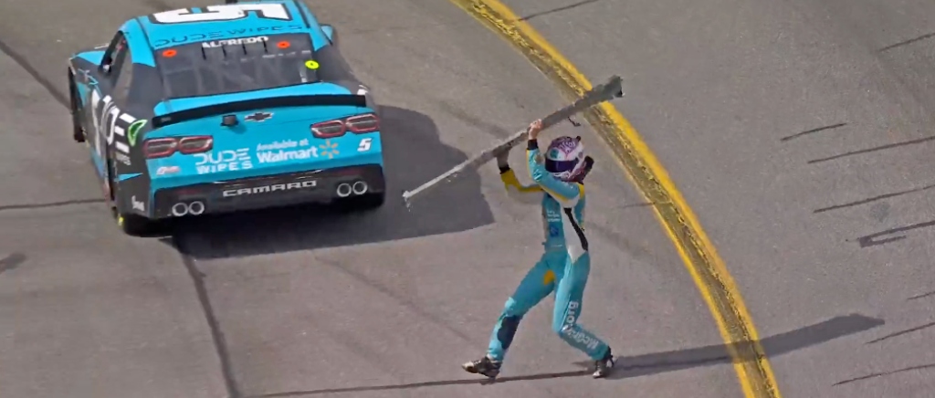A NASCAR Driver Threw His Bumper At Another Car After Getting Wrecked
